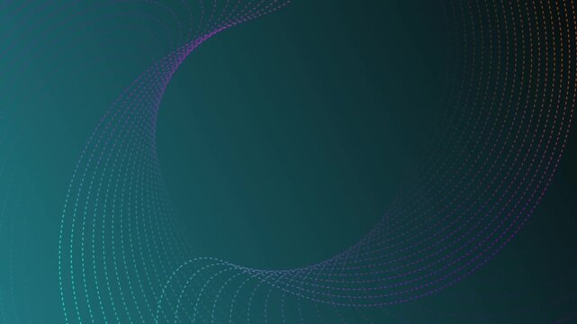 Prostrate colorful abstract curved line motion video with geometric circles and glowing animation for vertical screens