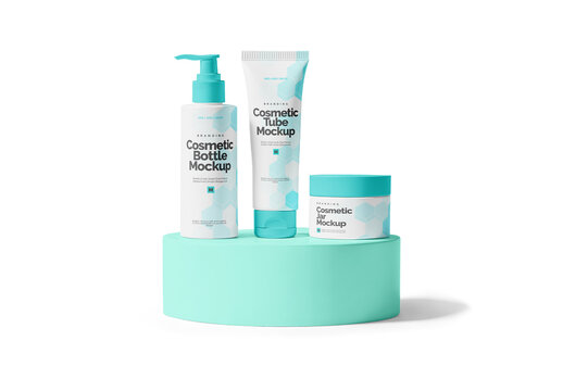 Cosmetic Package Mockup Realistic Render on Clean Background for Branding