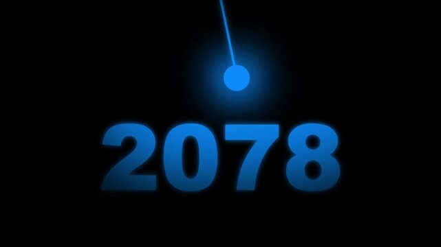 Futuristic with glowing light beam. Sci-Fi year 2078 glowing numbers typography animation 4k.