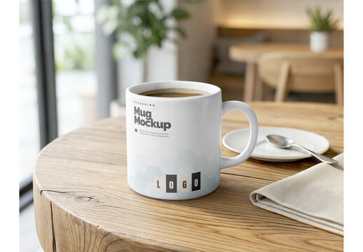 Mug Mockup Realistic Render on Clean Background for Branding and Commercial Use