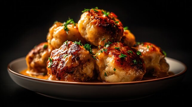 Delicious Polish pyzy dumplings with savory meat filling