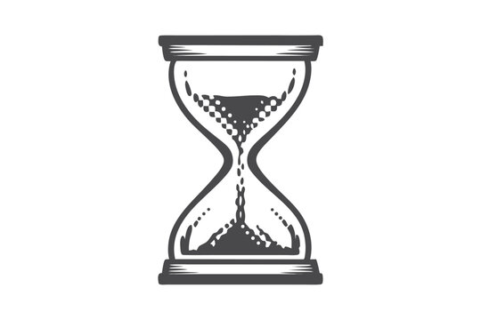 Retro Game Style Hourglass Silhouette, Pixel Art Vector Icon for Loading and Countdown