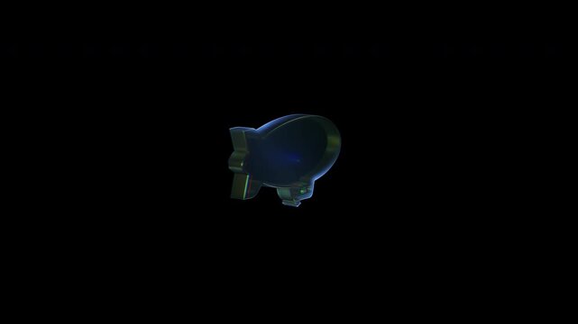Glass zeppelin icon rotating on black background