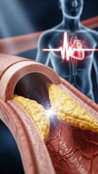 Arterial health deterioration: plaque deposition, vessel narrowing, lipid accumulation, circulation danger, cardiovascular concern, heart hazard.