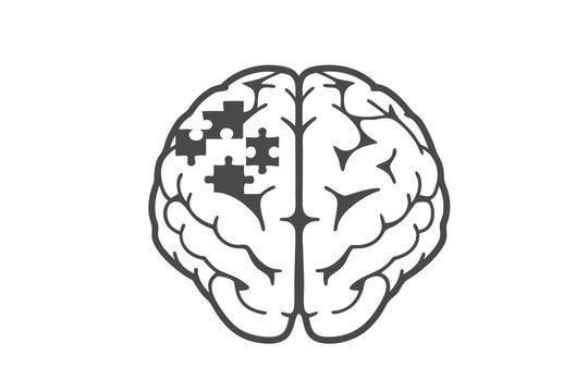 Retro video game style human brain pixel art silhouette icon for creative thinking and learning