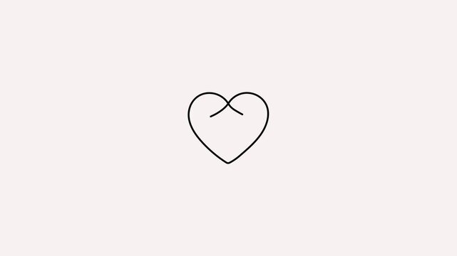Elegant 4k animation of two intertwined hearts drawn in a single continuous line. Minimalist style on a black background for romantic concepts.
