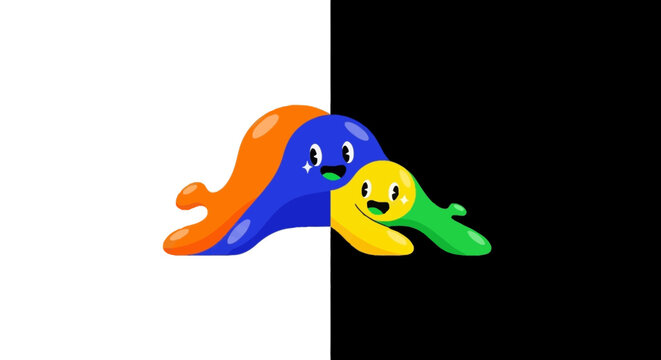 Colorful cartoon characters on white background.