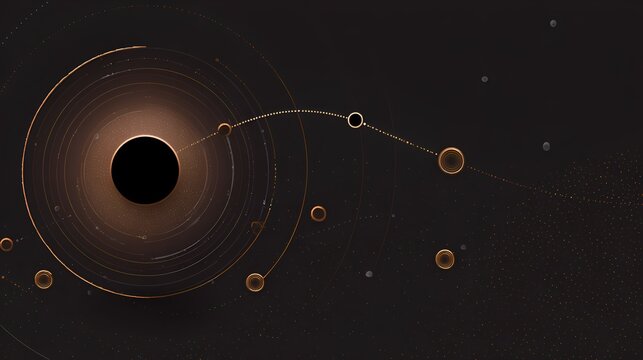 Cosmic Celestial Map Background with Dark Space Orbits and Golden Stardust Accents Representing Astronomy Science and Futuristic Space Exploration