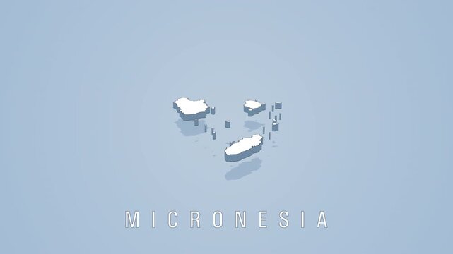 Micronesia country map rotating in three dimensions