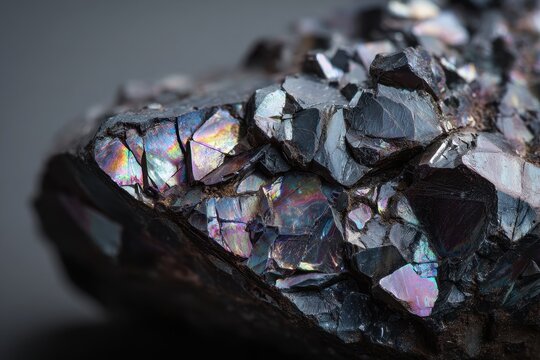Macro photograph of polished obsidian slab showcasing dark reflective texture