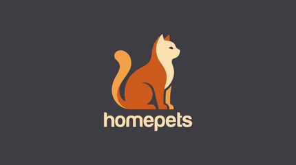 This sophisticated logo features a stylized cat, embodying elegance and charm, perfect for a home pets business focused on feline companions and pet care. © Yibin