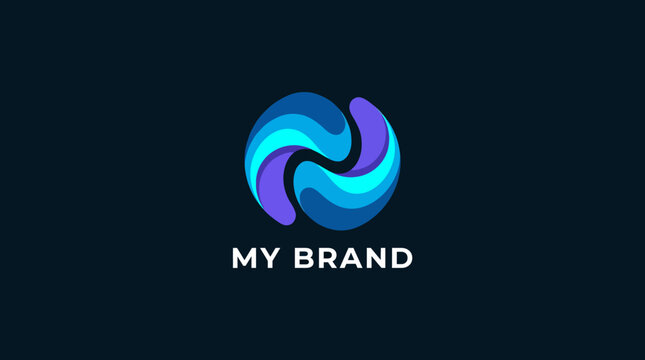 An eye-catching logo featuring smooth abstract shapes in blue and purple, representing modern branding concepts and fluidity in design for various business concepts.