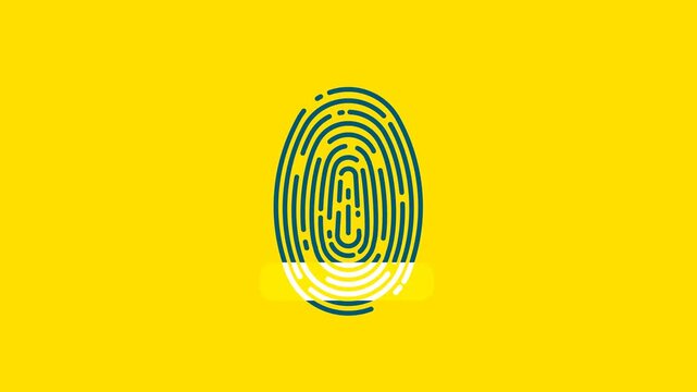 Fingerprint scan animation on yellow collar background.