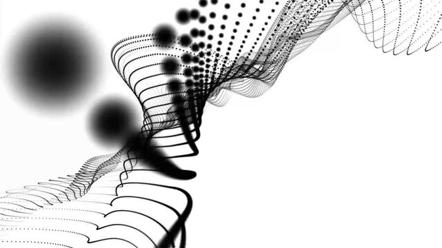 digital dot wave animation, Dynamic digital wave flow on white background, gently waving on depth of field blur and seamless loop for relaxation and soothing, Dot pattern with halftone effect, video