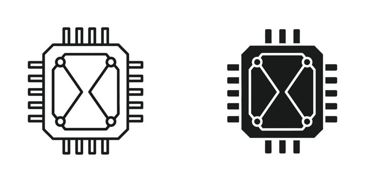 Comparison of empty and filled integrated circuit package diagrams in black and white