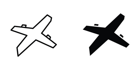Two stylized depictions of a biplane with differing line weights and fill styles © Muslim