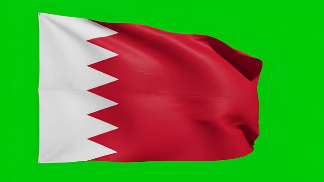 Bahrain Flag Waving Green Screen Background.