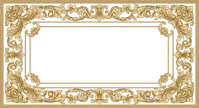 Elegant ornamental frame illustration golden design with blank interior space