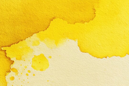 Yellow watercolor background with soft gradients and organic pigment blotches on textured paper