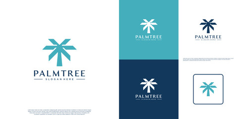 Obraz premium Nature logo featuring a palm tree, modern and minimalist style, vector graphic template.