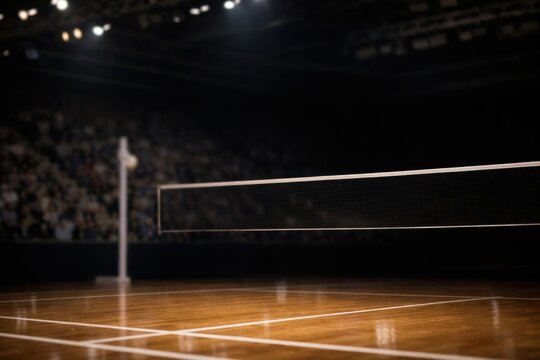 Bang Saen, Thailand - December 12, 2023: Interior view of an indoor badminton court at Bang Saen Body Works located in Chonburi, Thailand.