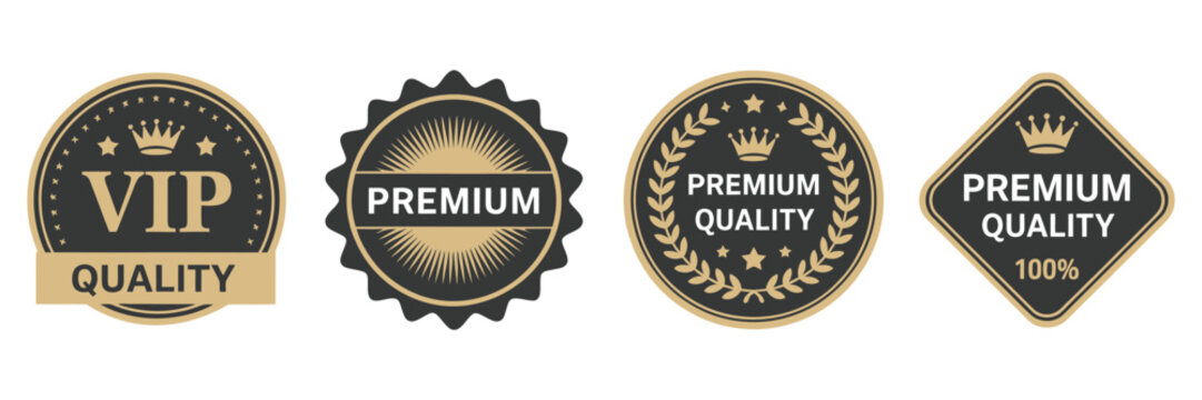 High Quality VIP Logo Icon Featuring Crown And Stars, 100 Percent Premium Quality Stamp For Certification And Branding, Luxury Badge Design With Elegant Details, Clean Vector Illustration Isolated On 