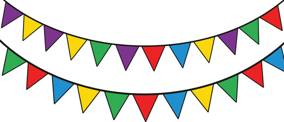 Fototapeta premium Festive flag day vector illustration colorful pennant bunting for patriotic celebrations and american independence day designs
