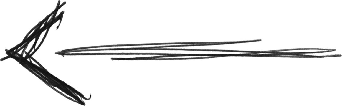 Directional Mark in Sketch: A simple directional sketch, conveying a sense of guidance, indicating path, direction, choice, or movement to the left.