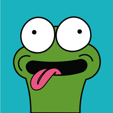 Funny Cartoon Frog Character with Tongue Out - Flat Vector Illustration