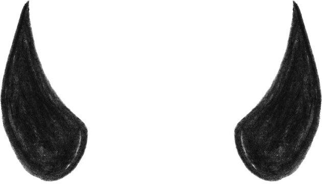 Devil's Horns: Two glossy black devil horns stand out against the plain background, offering a visual representation of mischievous or rebellious essence.