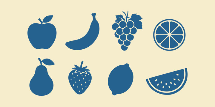 Assorted Fruit Elements Vector Bundle, Clean Flat Organic Food Illustration Pack