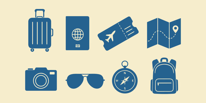 Trip Planning and Travel Items Vector Bundle, Clean Flat Travel Illustration Pack