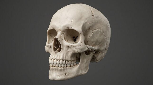 Human Skull Side View Isolated Gray.