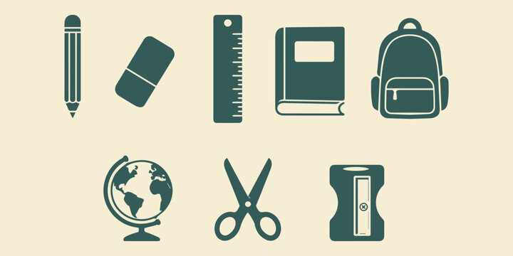 Back to School Essentials Vector Bundle, Clean Flat Education Illustration Pack