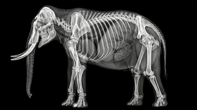 Mammoth skeleton xray image animal.