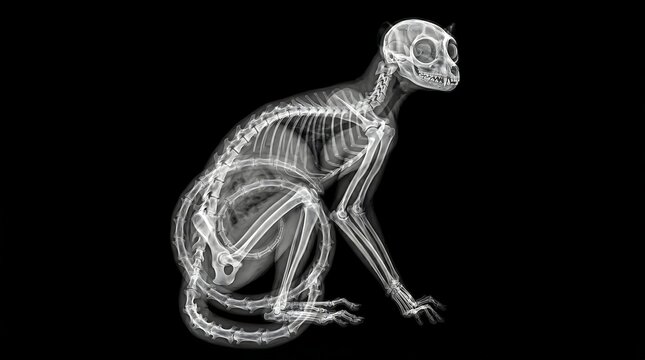 Monkey skeleton xray image closeup.
