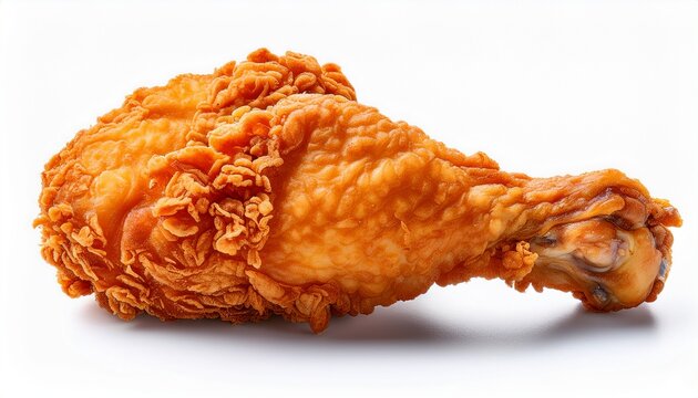 crispy golden fried chicken drumsticks and thigh isolated on white background