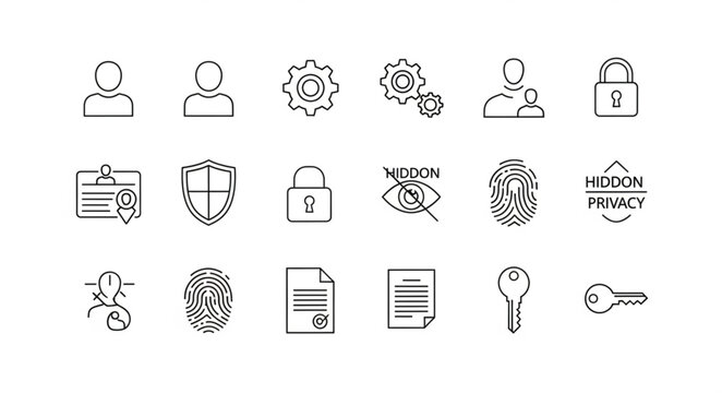 Business icons for security and technology.