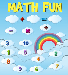 Obraz premium Numbers with blue sky background match fun