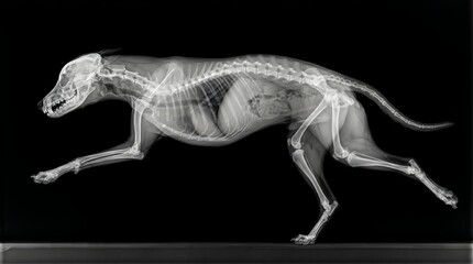 Fototapeta premium Xray image of running dog skeleton.