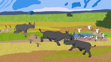Black rhinoceros: Crater Run  © Diego