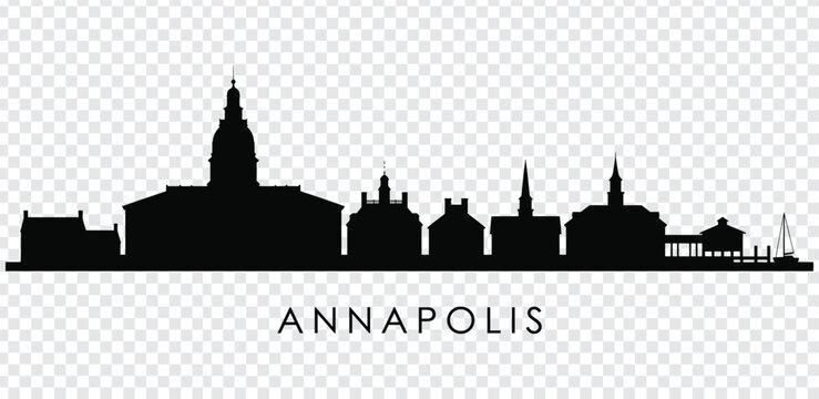 Black silhouette of annapolis city skyline