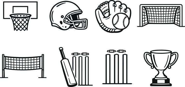 7-Piece Athletic Ball Sports Vector Icon Collection