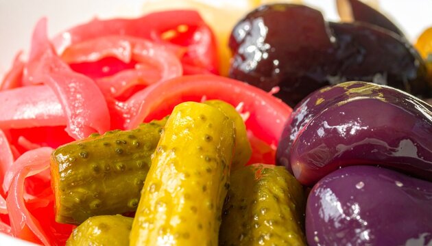 Japanese Tsukemono Pickles Assortment Close Up