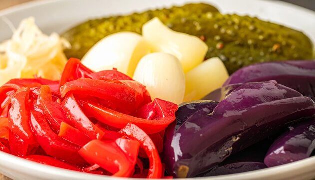 Japanese Tsukemono Pickles Assortment Close Up