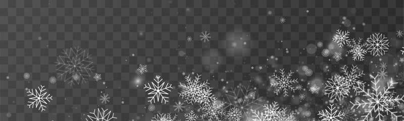 Bright flakes float in winter air. Smooth drift adds peaceful festive harmony. Perfect design element for seasonal visuals and banners. Vector © Strongstock03