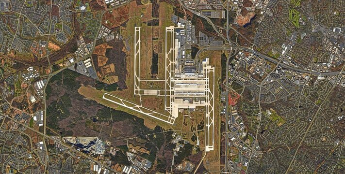 Dulles International Airport Aerial Satellite View, Virginia, USA