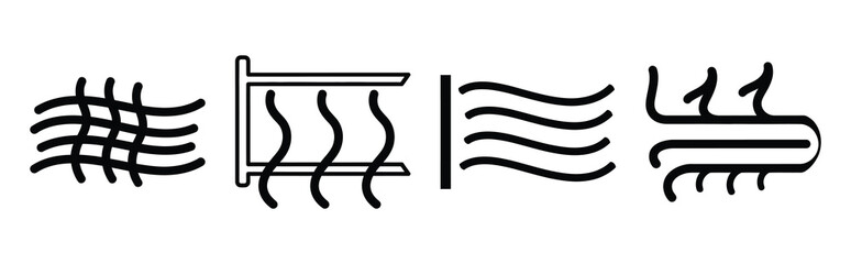 Obraz premium Minimal outline cooling airflow waves icon set in editable stroke style. Air conditioning icon set.