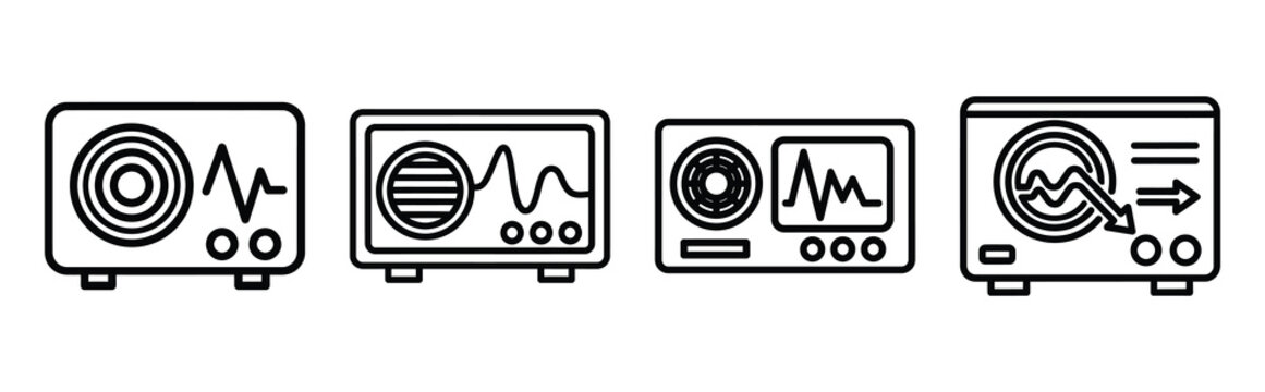 Minimal outline  hvac airflow digital icon set in editable stroke style. Air conditioning icon set.