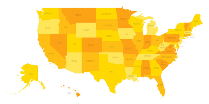 The United States with all states clearly marked. It includes Alaska and Hawaii. Each state is outlined and labeled for easy identification.